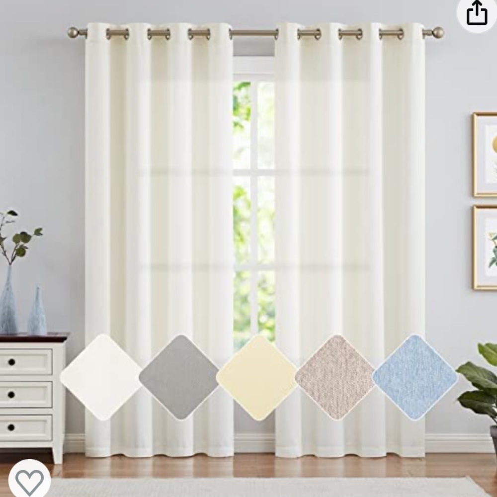 Jinchan grommet top ivory curtains 38” W x 84” L